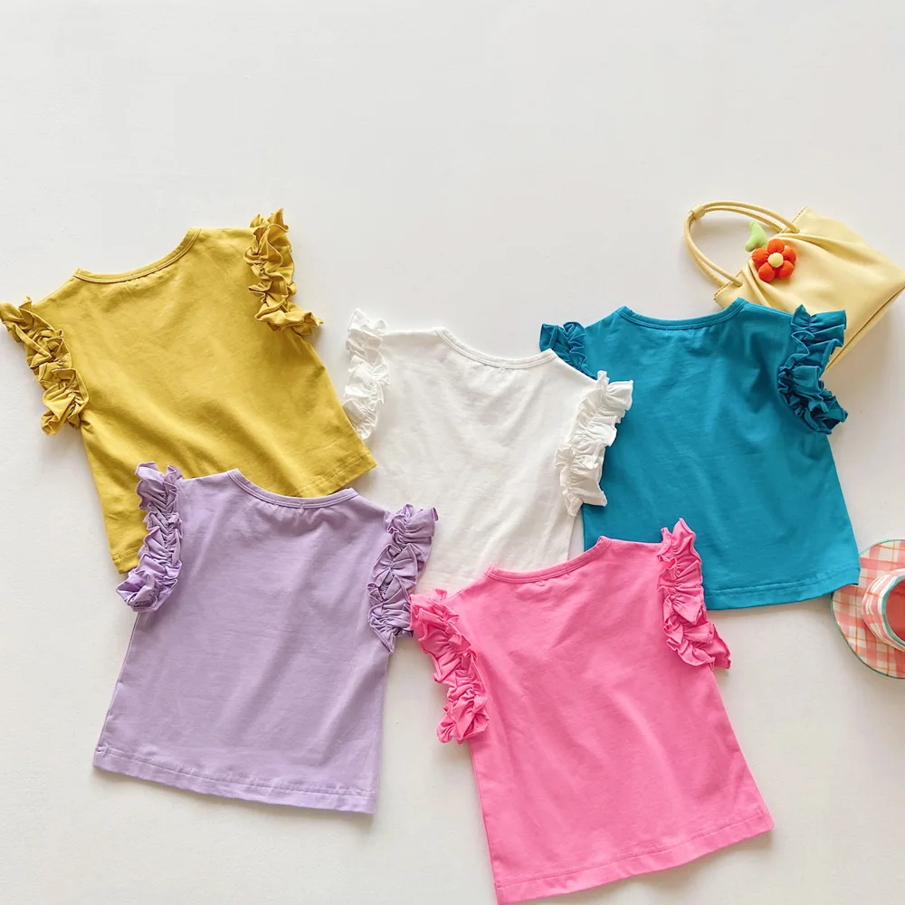 Summer Children Clothes Top Baby Toddler Girl Ruffle Sleeve T-shirts