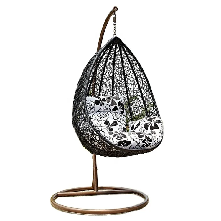 Patio Swing Rattan Chair Swing for Outdoor and Indoor  Egg Swing Chair with Stand