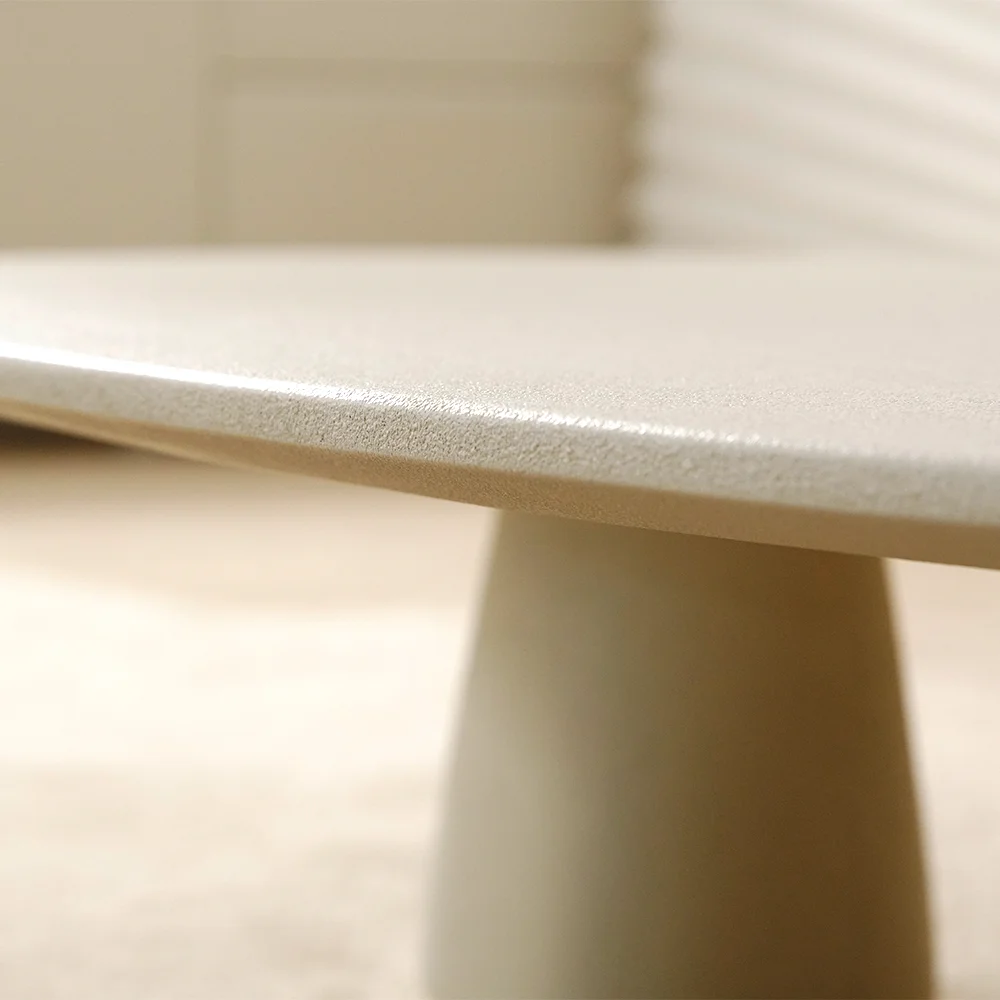 Concrete Oval White - Perfect Small Space Coffee Table for Contemporary Living Room Decor