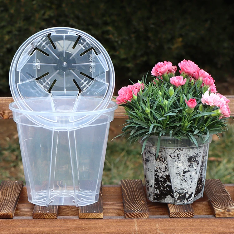 Factory Direct 1 2 3 5 7 Gallon Pot Thick Plastic Clear Transparent Phalaenopsis Orchid Breath Slit Garden Plant Pot Nursery Pot