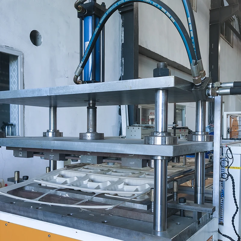 thermoforming vacuum  tableware PLA PBAT corn starch one step forming fast food lunch box production line