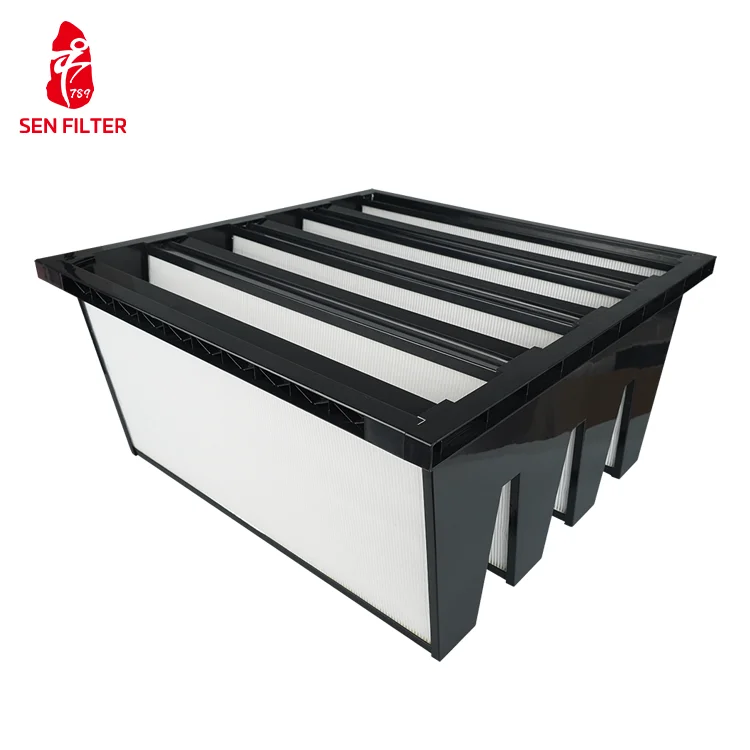 High Efficiency Single-Header V Bank HEPA Air Filter Box V Bank HEPA Filter