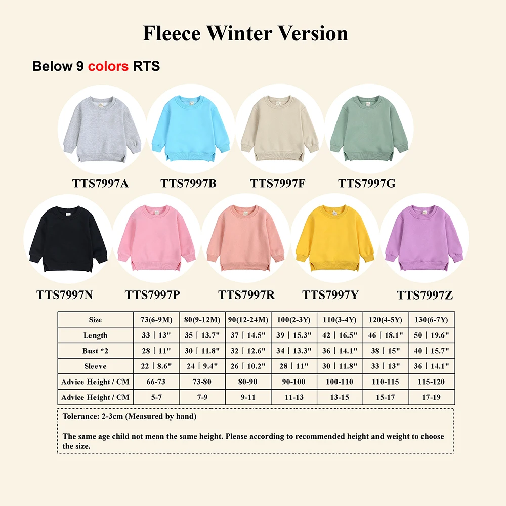 Autumn Winter Kids Boy Girls Cotton Clothes Boys Girls Sweater Coat Crew Neck Toddler Baby Pullover Sweatshirts without Hood