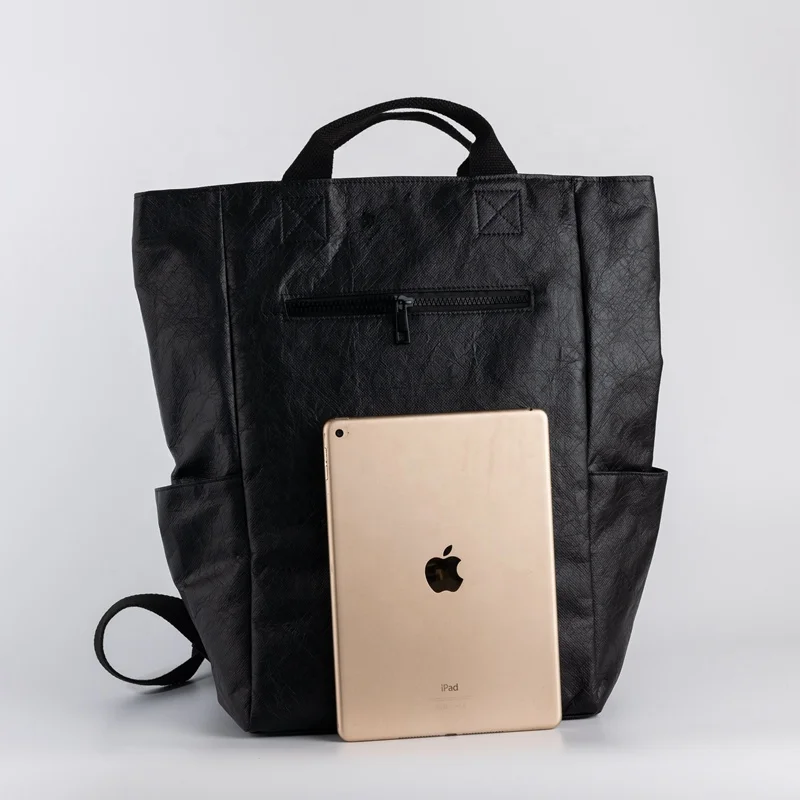 Wholesale Black Women Casual Travel Portable Washable Tyvek Paper Schoolbag Outdoor Waterproof Dupont Backpack
