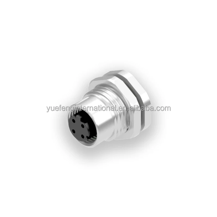 CE RoHS High-quality Factory Wholesale Gold Plated Connector 4pin M12 D-code Shielded Socket Front Panel Mount Solder Cup IP67