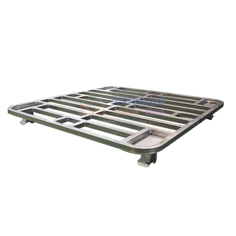 Lockheer Logistics Warehousing Double Sided Galvanised Reusable Metal Pallets With Sides