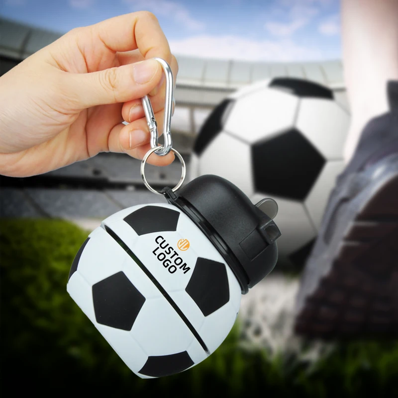 Patent Product Sports Football Botella De Agua With Custom Logo Silicone Collapsible School Drinking Water Bottle Children