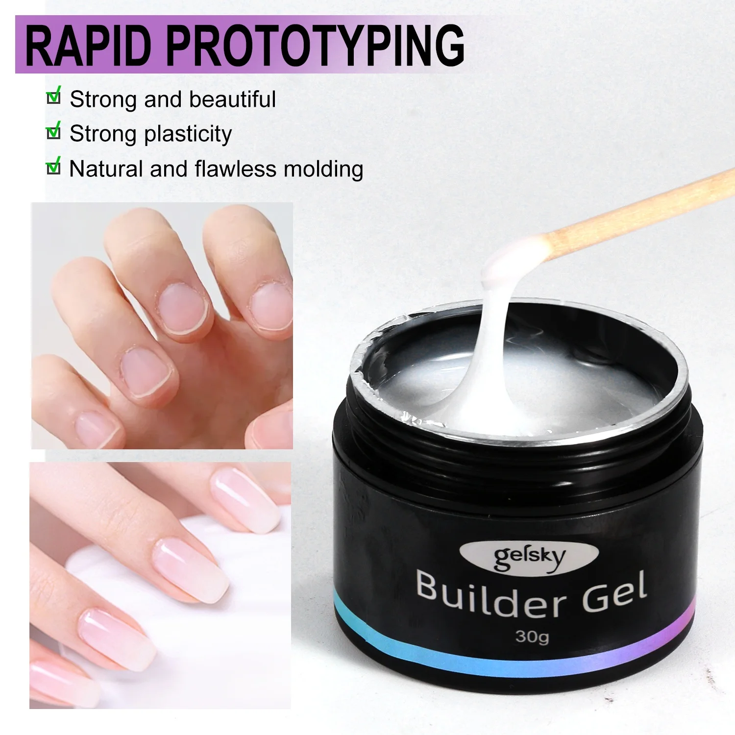 Gelsky 30G Solid Non Stick Builder Nail Gel Long Lasting Natural 51 Colors Builder Extension Gel Polish