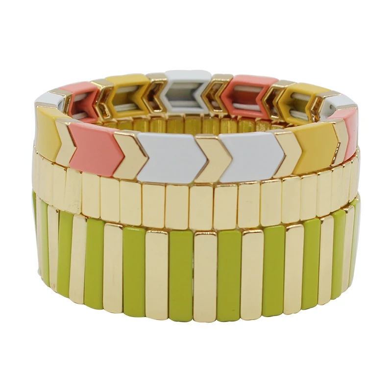 Europe and the United States new style ladies bracelet bohemian enamel bracelet DIY personality geometric bracelet set Rainbow