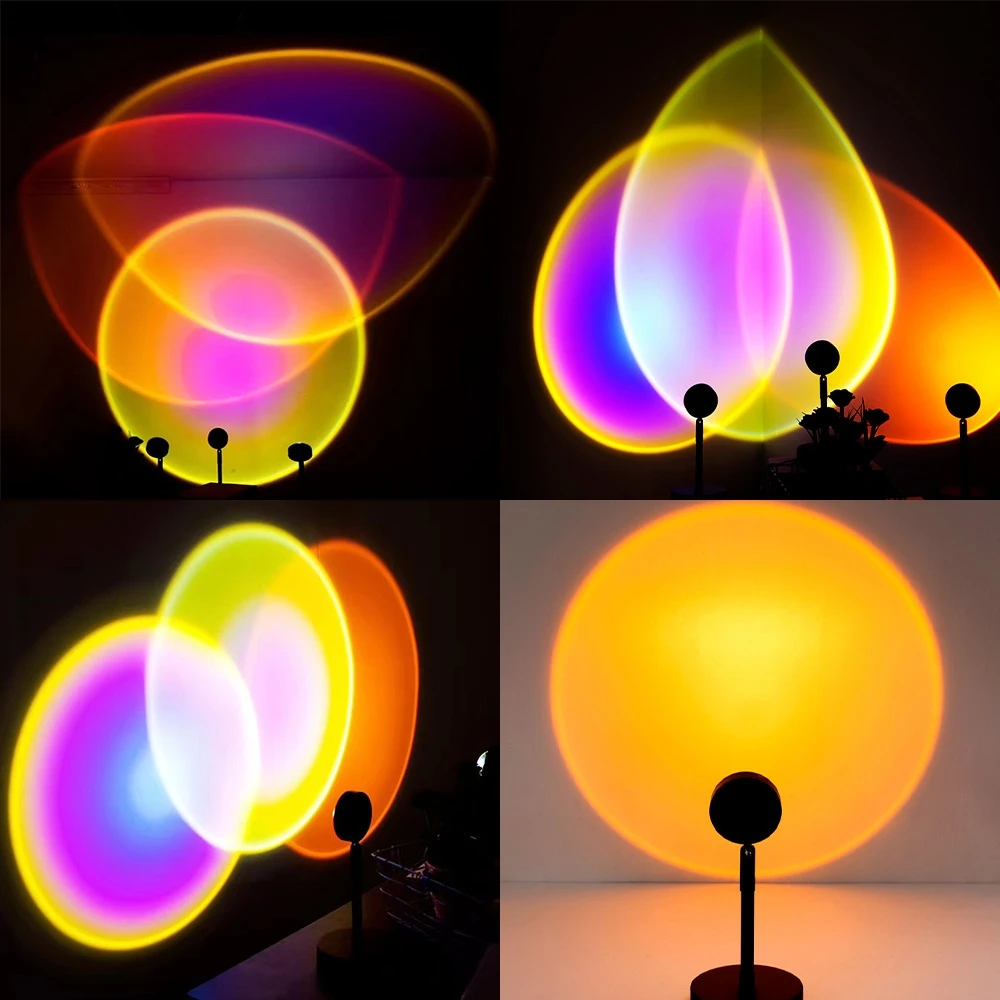 Bedroom Usb Sunset Lamp Sun Rainbow Sunset Projector Lamp Night Light Led Sunset Projection Lamp For Home Decoration