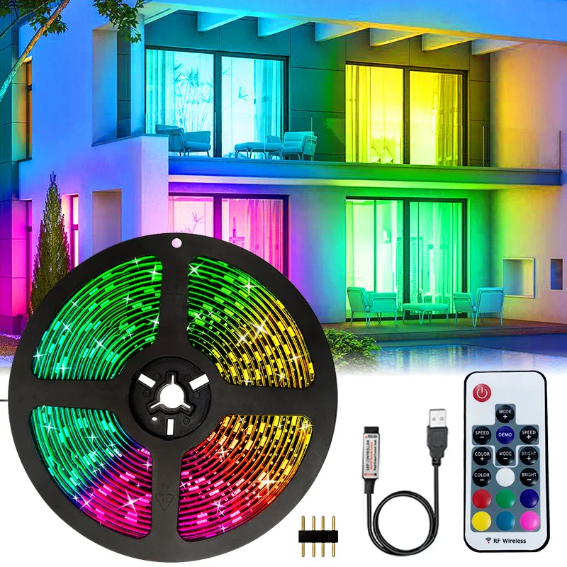 Лента 5050 0 5-5 м USB RGB лампа 5 в полосы освещения ТВ светодиодные ленты с пультом дистанционного управления для украшения