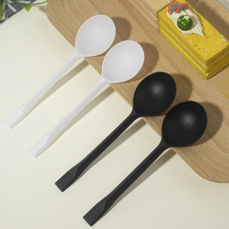 High Quality Black Outdoor Cutlery Set Clean and Hygienic Disposable Individual Wrapped Plastic Spoons