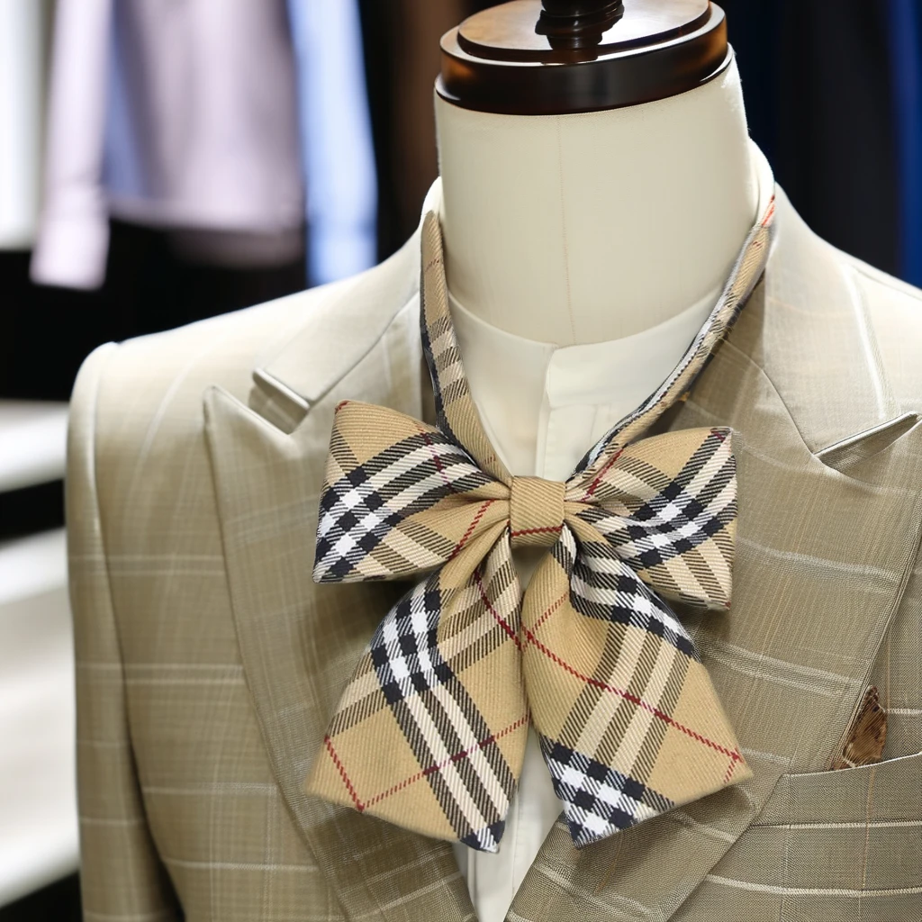 Lazy People Cravats Plaid Student Uniform School Bow Tie Elegant Flowing Design for Easy on and off