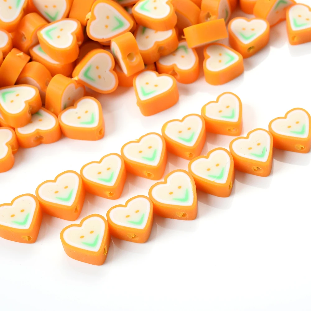 50Pcs Love Heart Clay Beads Smiley Face Polymer Clay Beads Spacer Jewelry Beads For Making DIY Earring Necklace Bracelet