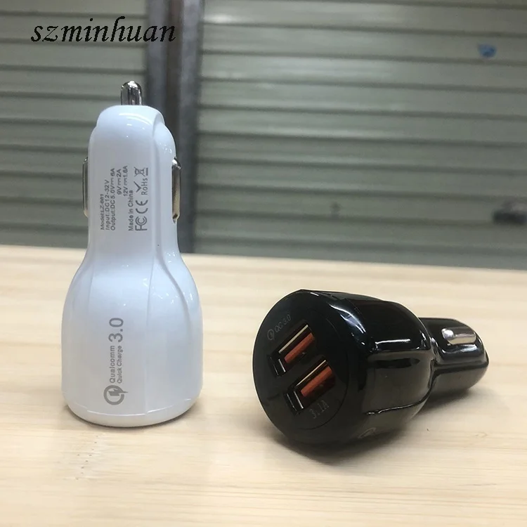 Быстрая зарядка, автомобильное зарядное устройство USB, быстрая зарядка QC3.0, зарядное устройство для мобильного телефона, 2 порта USB, автомобильное зарядное устройство