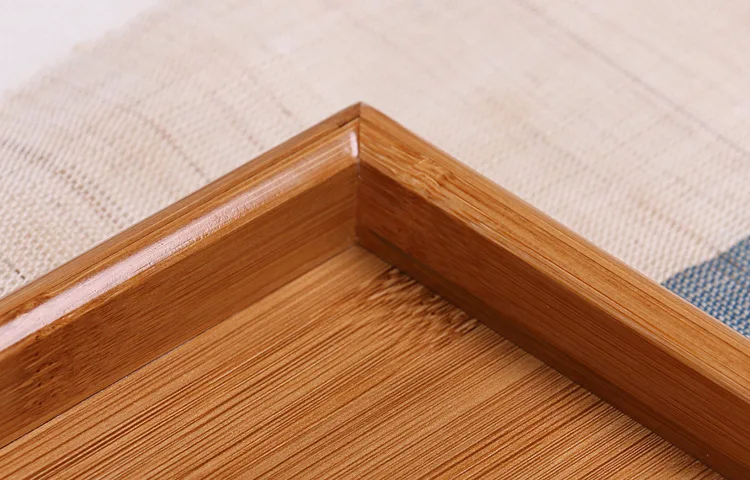 Custom Rectangle Bamboo Tea Serving Tray with Handles