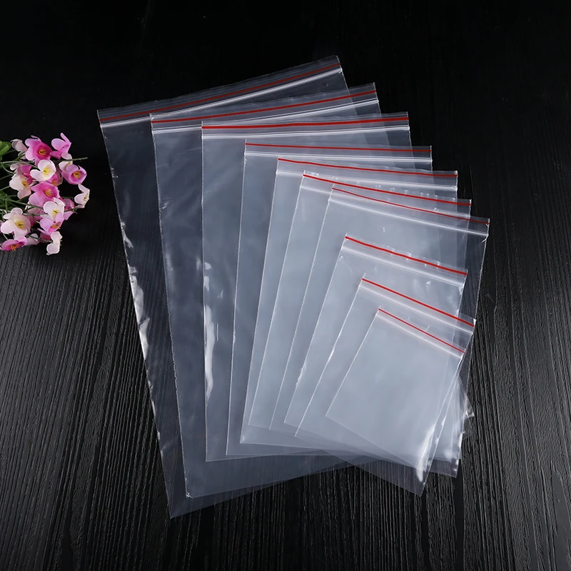 
ready to ship clear mylar ziplock bag transparent zipper bag PE reusable plastic zip lock bags custom with logo accepted 