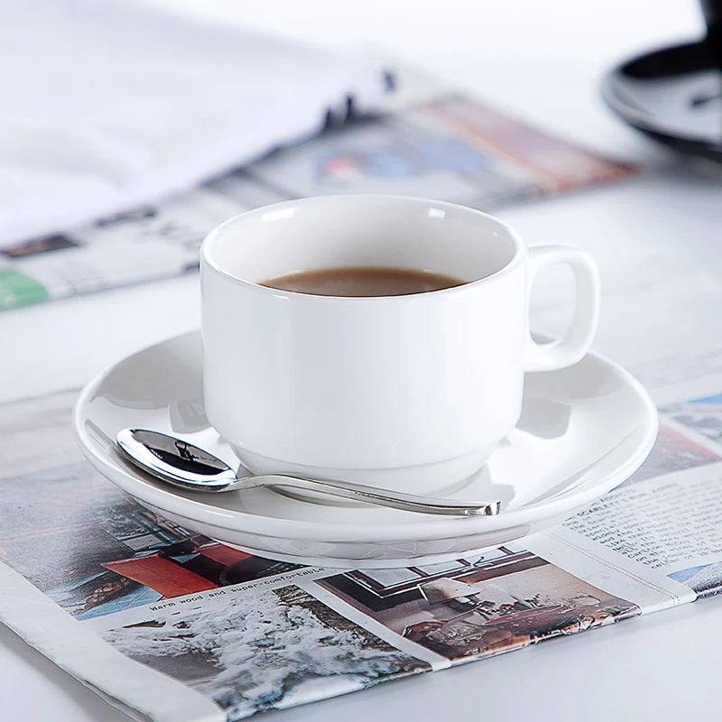 
High Temperature Restaurant Cafe Bar Porcelain Coffee Cup Factory, Tea Cup Sets, White Cups And Saucer Ceramic 