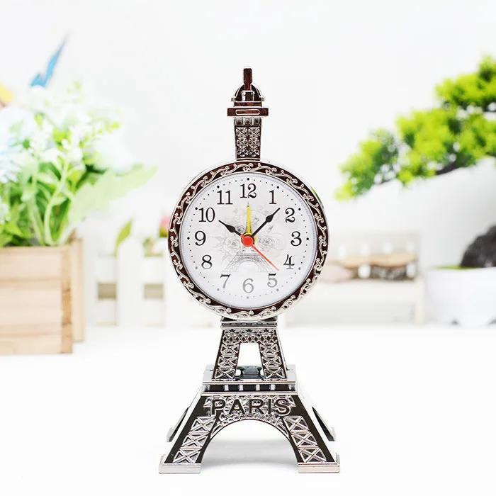very nice eiffel tower shape clock plastic la tour eiffel table desk clock for gifts