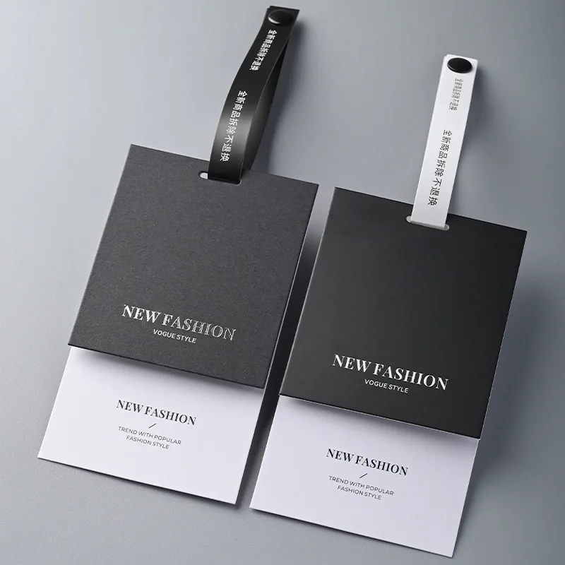 Custom Luxury Fabric Hang Tags Clothing High Quality Metal Embossed Foil Stamping Technique Thank You Card Textile