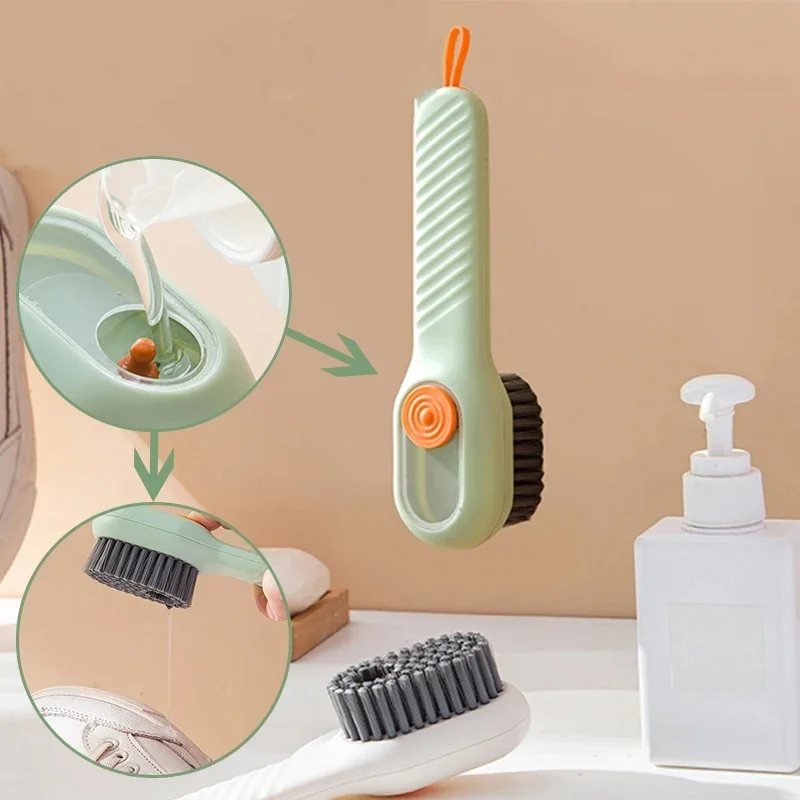1/2pcs Shoes Brush Automatic Liquid Discharge Multifunction Press Out Shoes Cleaner Soft Bristles Clothes Brushes Cleaning Tool