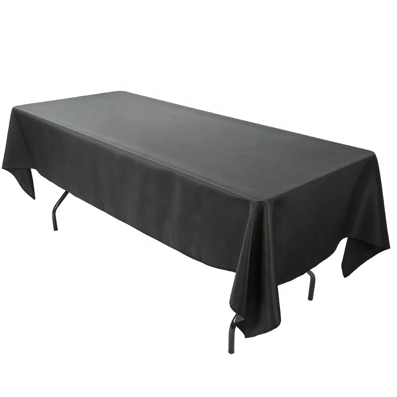 Party Fitted Dining Table Cover Polyester Custom Black Table Cloths Wedding