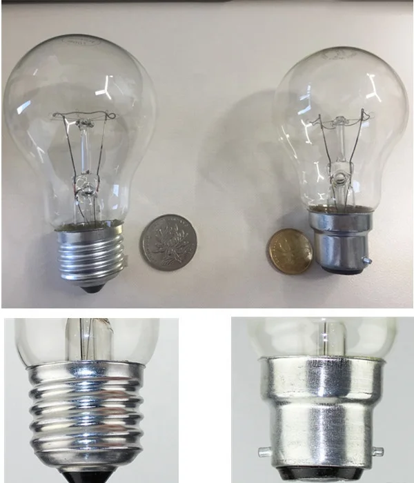 A55 A58 A60 A70 40w 60w 75w 100w 150w 200w 110v 220v E27 B22 iron aluminum base incandescent clear bulbs