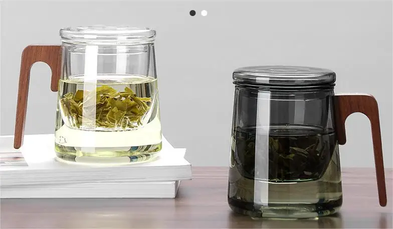 2022 Manufacturers wholesale Japanese-style heat-resistant wood separates office cups and tea and walnut filters to make tea mug