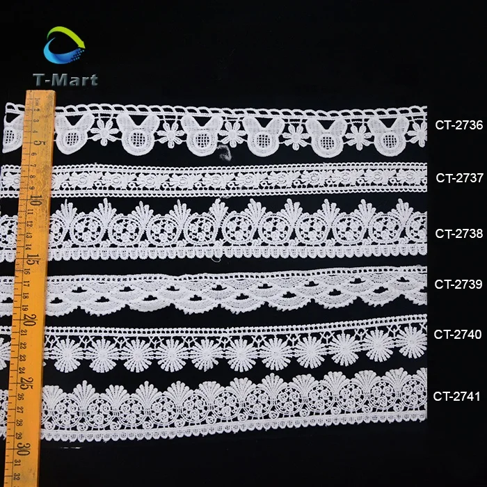 Красивая вышивка лента хлопковая тесьма Водорастворимая французская граница гипюр кружевная отделка белый цвет для