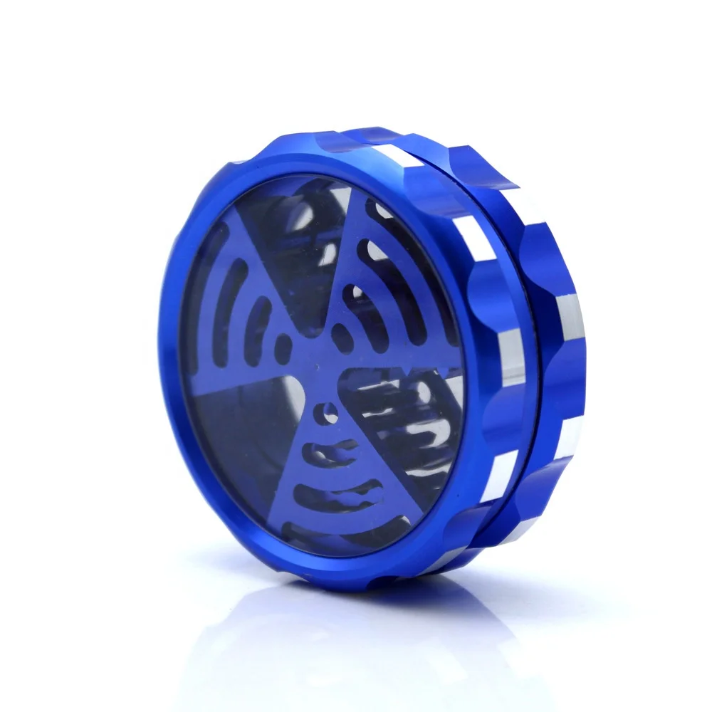 Hot selling new 63mm 2 layer aluminum alloy smoking grinder through the window WiFi pattern metal grinder
