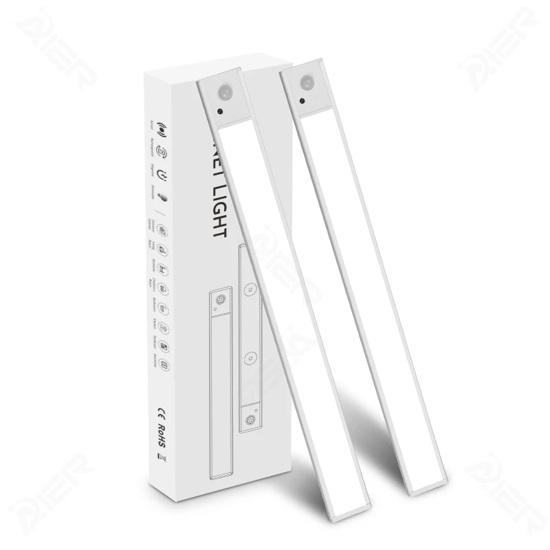 New Usb Rechargeable Battery 3 Color And Brightness Dimmable  3000k 4000k 6000k Motion Sensor Kitchen Under Led Cabinet Light