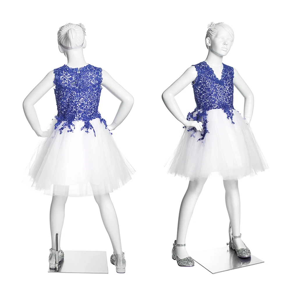 Child Dummy Tony-2 Fashion Girl Dress Display Children Model Full Body White Fiberglass Young Girls Mannequin