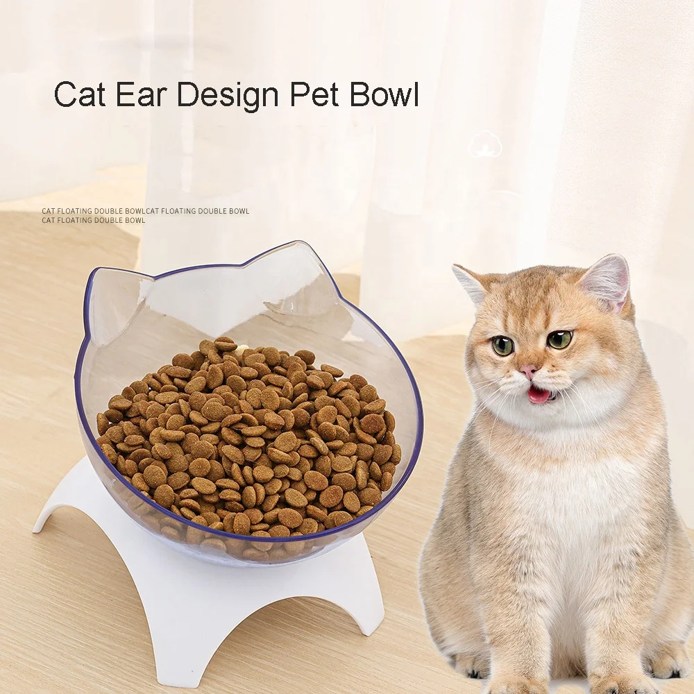 Neck Protection Raised Stand Transparent Cat Bowl Pet Feeding Bowl Pet Food Water Feeder for Cats