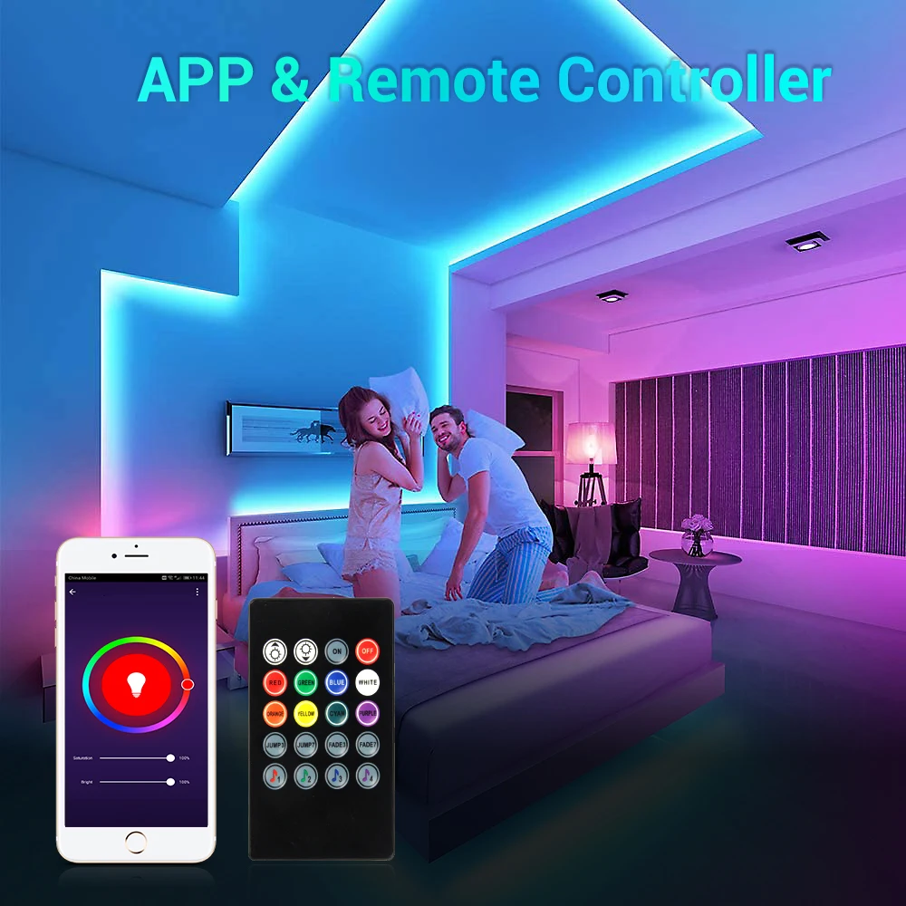  Заводская светодиодная полоса освещения Комплект Smart 12 в 5050 Китай Rgb Wifi контроллер работает с Google