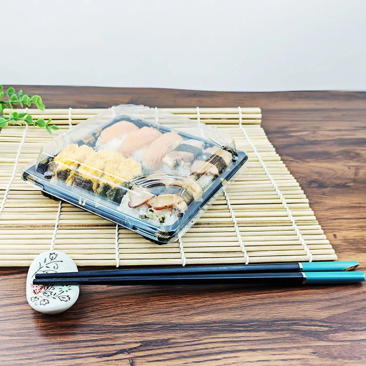 Pet Plastic Sushi Sashimi Packaging Tray Food Grade Square Meat Vegetable Fresh Plates