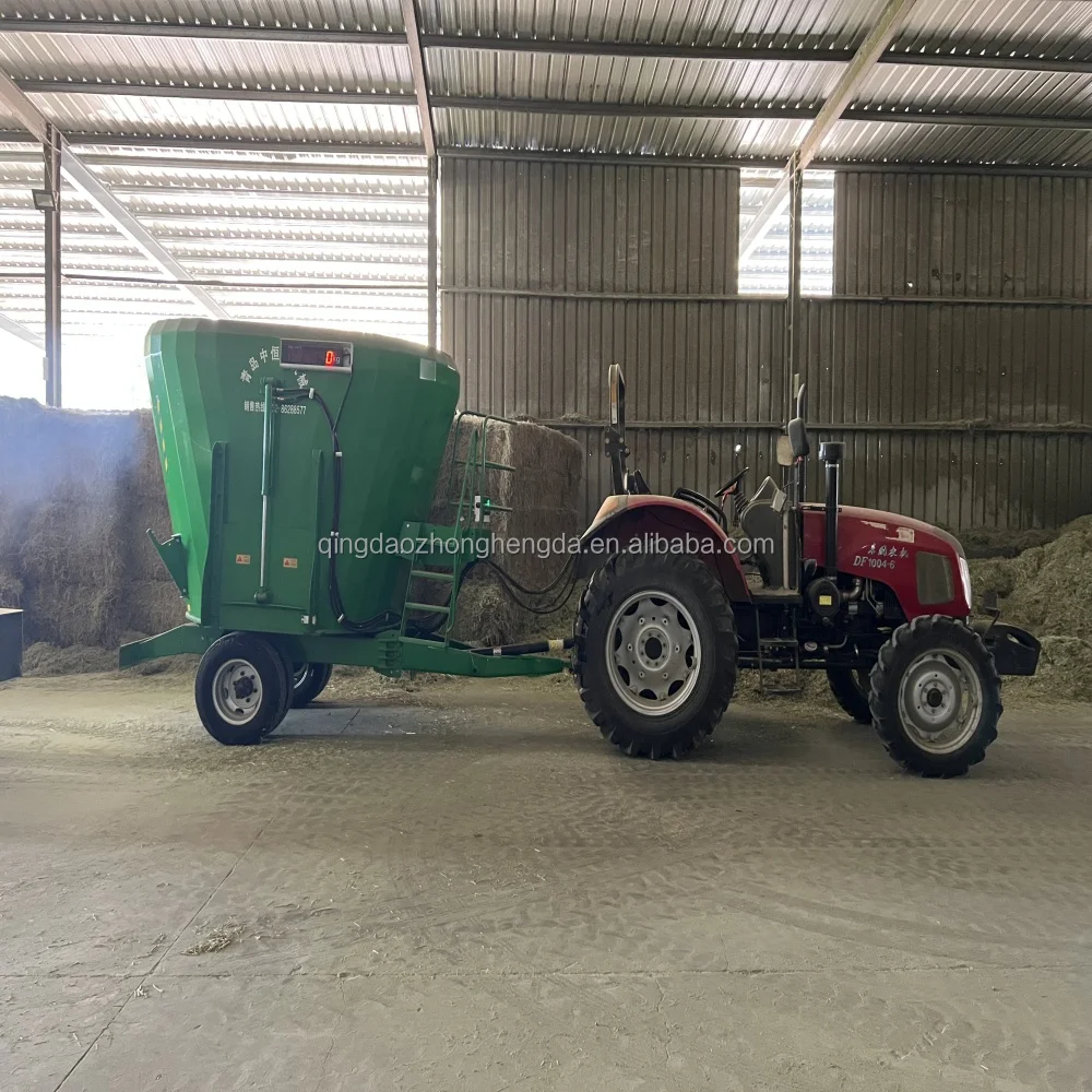 HINDA 10m³ Traction Type Single Auger Vertical TMR Mixers New Condition Animal Feed Mixer for Farm Sale with pto