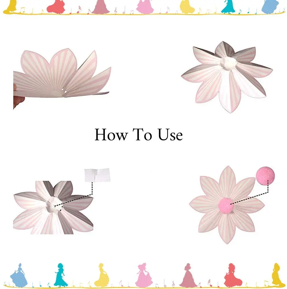 TownLights Pink Birthday Party Supplies Kit for Girls Princess Theme Decoration Set With Princess & Flower Shape Party Banner