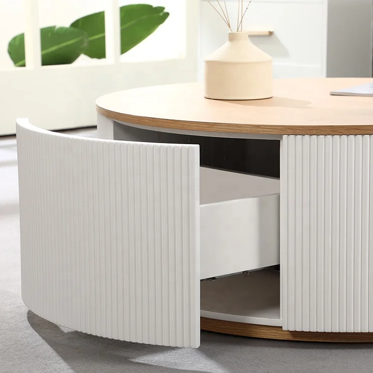 Quality Guaranteed Nordic Modern Design Round Coffee table Natural White Solid Oak Wooden Coffee Table