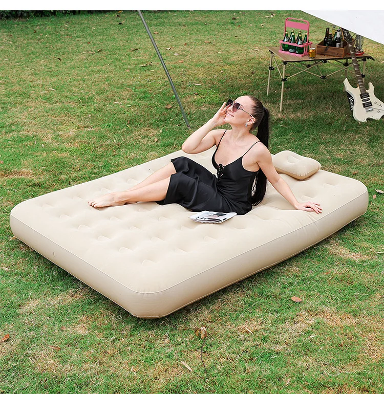 Durable Air Mattress Luxury Inflatable Airbed with Upgraded Built in Pump Blow Up Air Bed for Home Portable Camping Travel