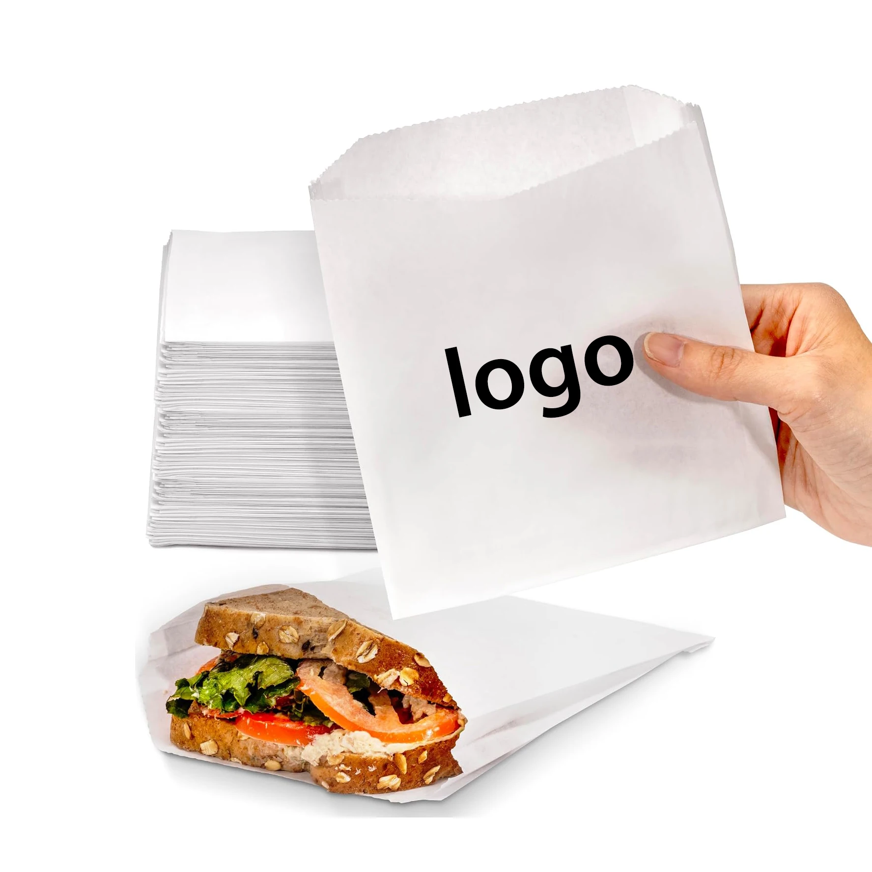 Cheap Bakery Donut Pastry Recyclable Microwave Safe Greaseproof Paper White Paper Bag For Food Orders