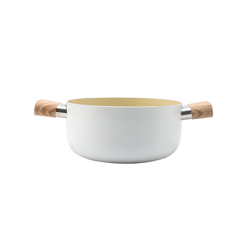 New Design Cheap High Quality Wooden Handle Korean Ceramic White Casserole