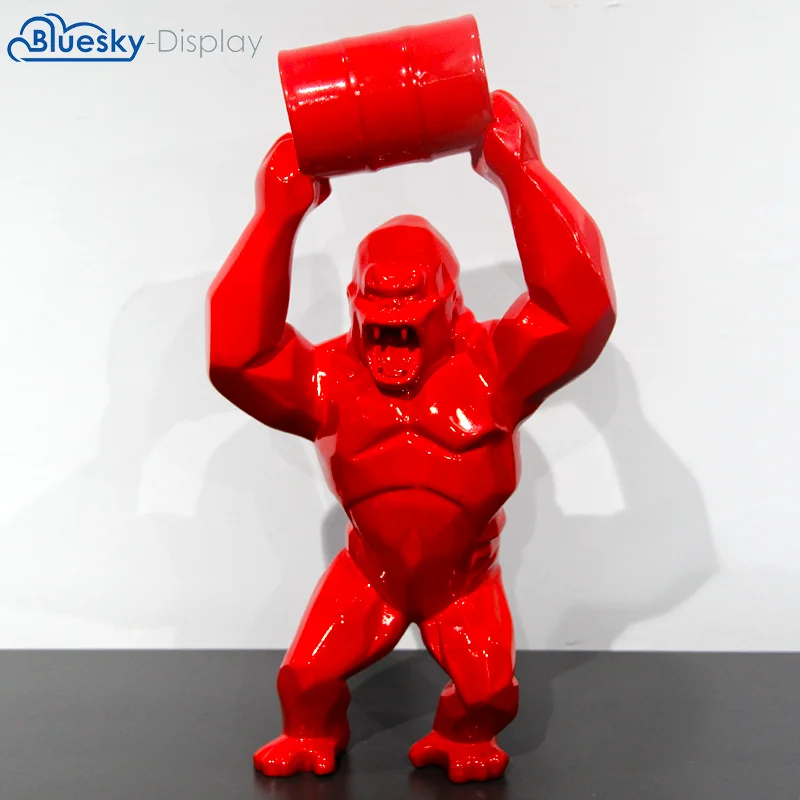 Абстрактная скульптура Gorilla Геометрическая полимерная статуя орангутана для дикой