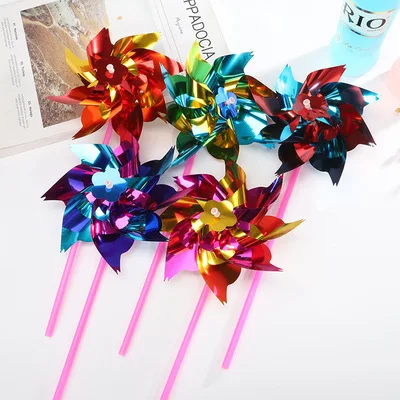 
Custom Solar Rainbow Poly Petal Plastic Garden Pinwheel Windmill For Holiday 