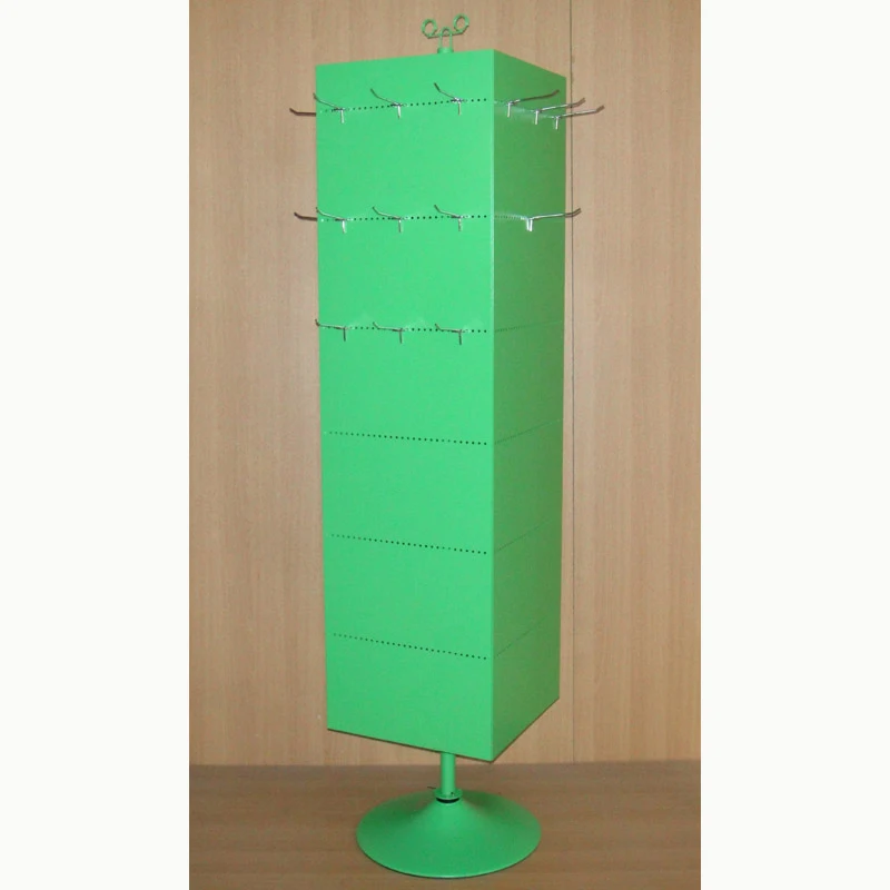 Custom Made Floor Standing  Steel Pegboard Fixture Retail Shop Products Hanging Swivel Metal Display  Rack for Stationery