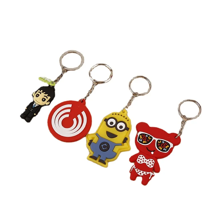 New Design Kids Custom Shaped Soft PVC Keychain Silicone Keyring 2D Rubber Pvc Keychain