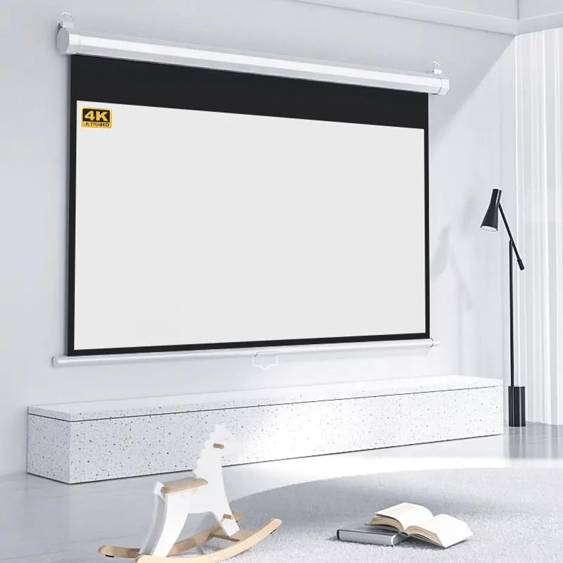 High gain screen fabric for projector indoor projector screen 120 inch 16:9 manual projector screen 8k material