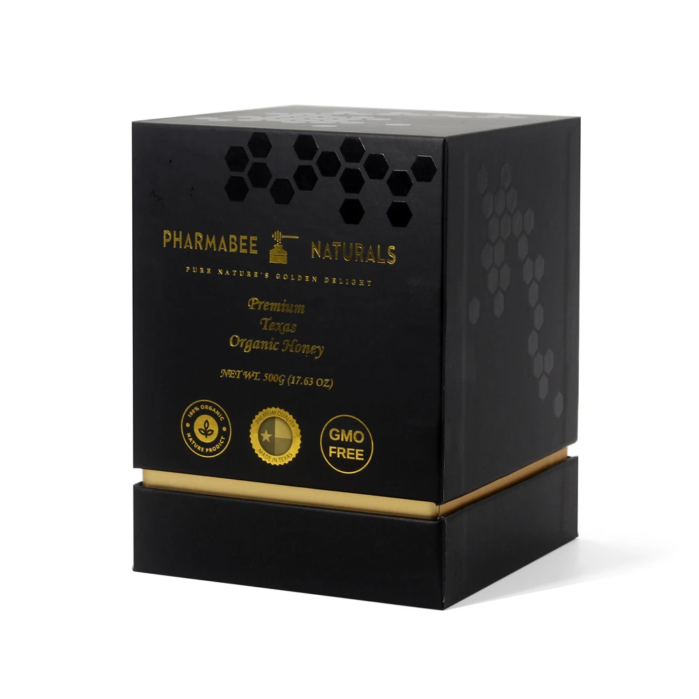 Custom logo printing luxury rigid cardboard honey bottle honey jar gift box packaging for honey