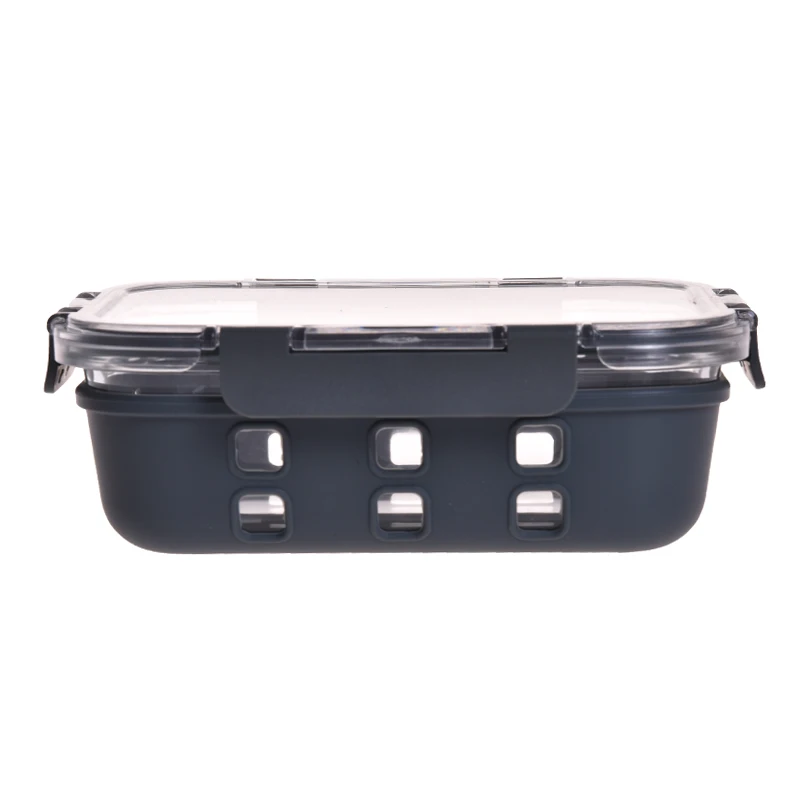 Heat resistant borosilicate glass lunch box meal prep container 3pcs set with silicone cover new fashion