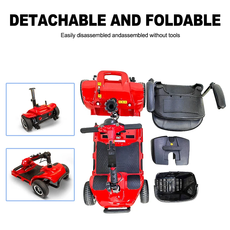 Cheap price steel frame max speed 9km/h 24v 4 wheels adult folding electric mobility scooter for old people