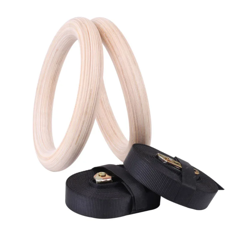 Indoor Exercise Wooden Muscle Training Ring With Buckle Straps